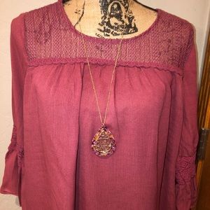 Knox Rose Mauve Boho Top
